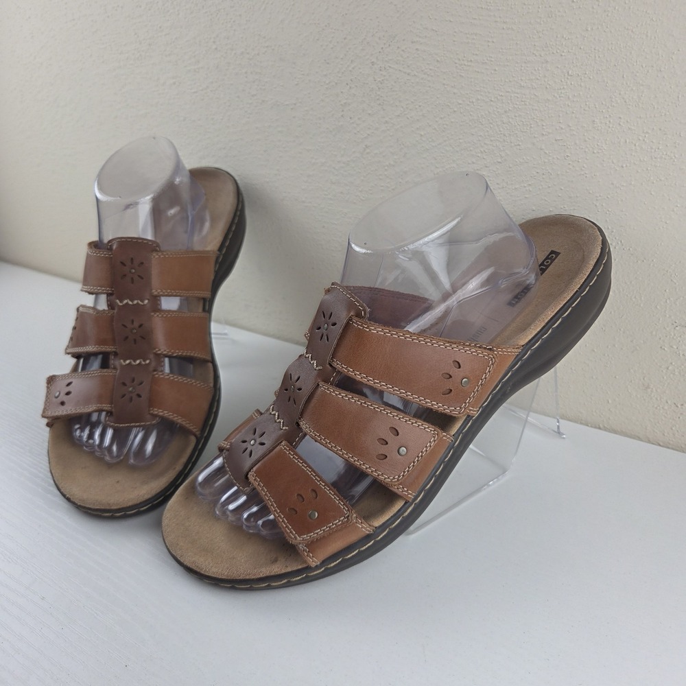 Clarks Collection Leisa Spring Womens Sandals Size 11 M Brown Leather Slides